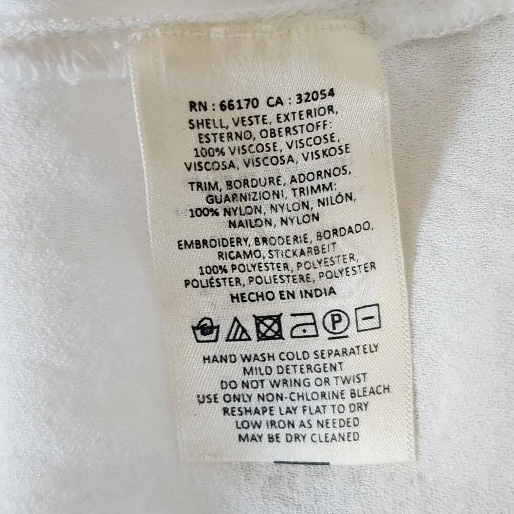 Anthropologie / Leifsdottir White Embroidered Bib-Front Blouse – Women Size 2 - Picture 9 of 9